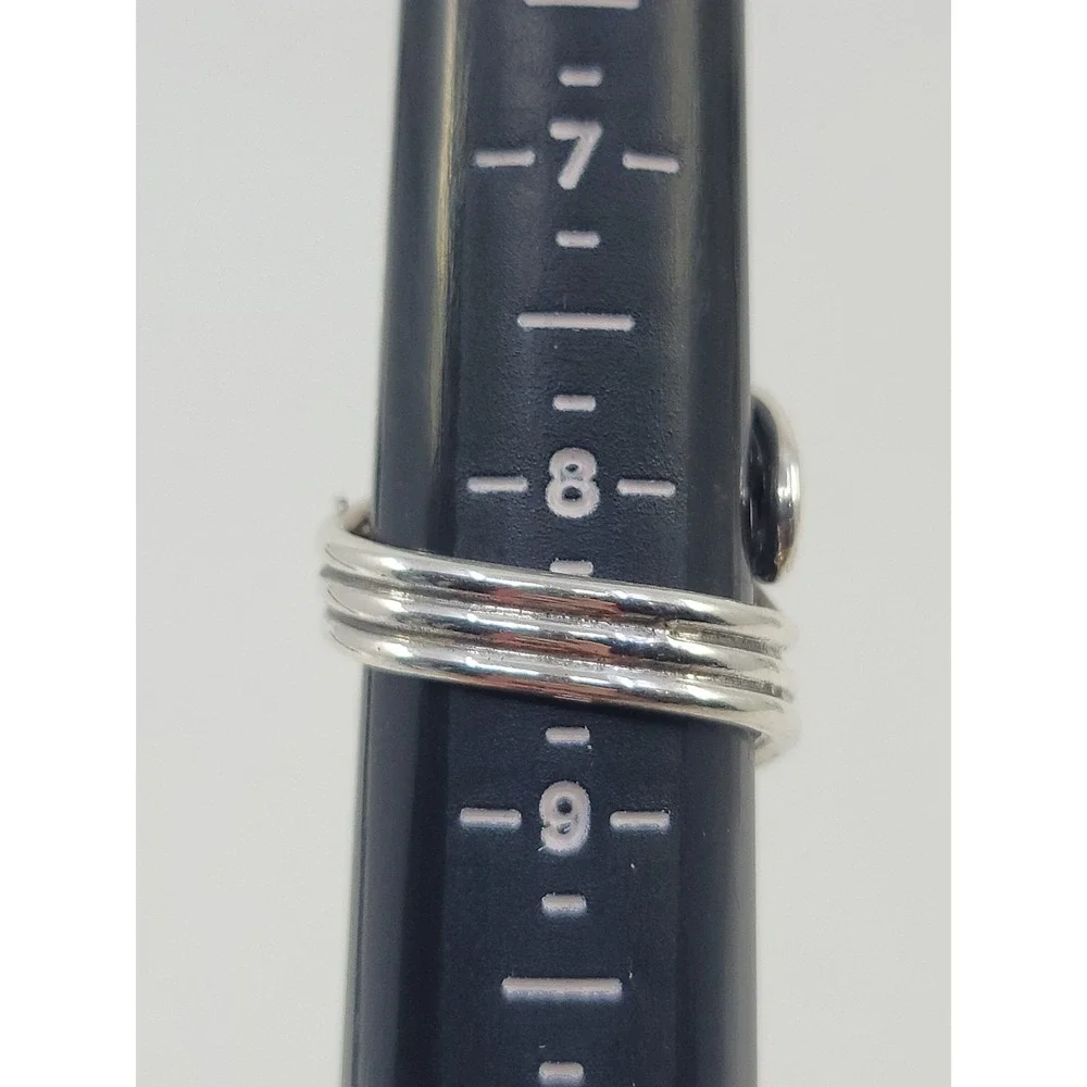 Sterling Silver 925 Three Strand Swirl Pattern Mid Finger Womens Ring Size 8.5